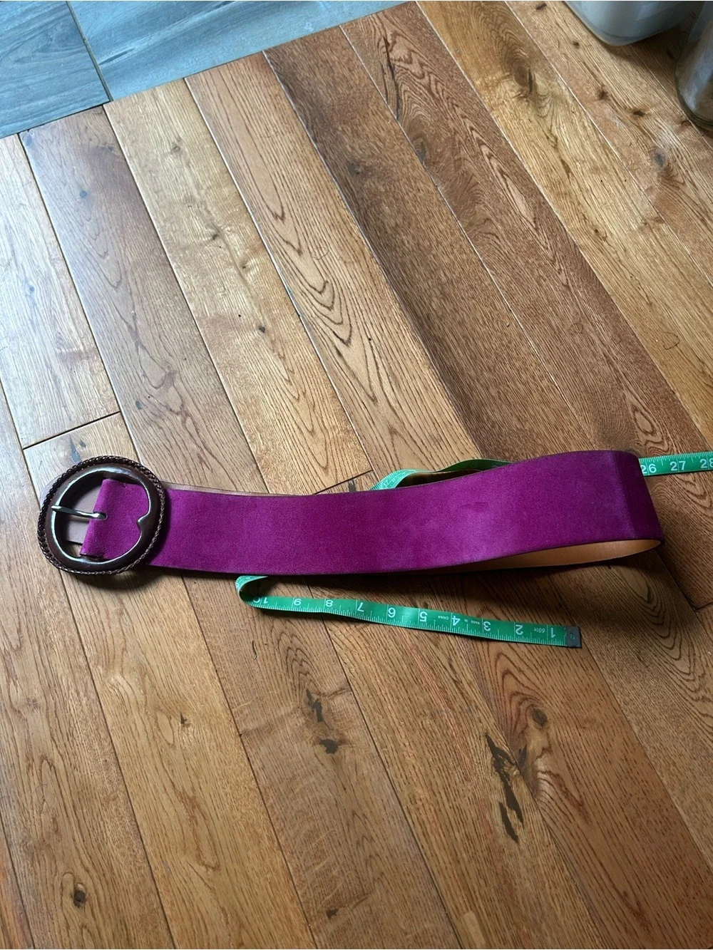 Ralph Lauren Suede Belt in Fuchsia with Braided Wooden Buckle 🤩 😍🔥